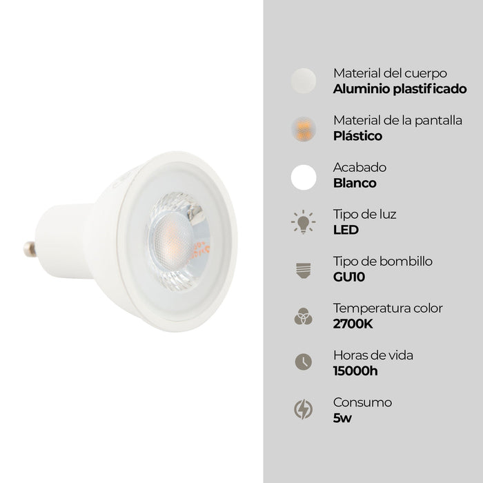 Foco LED Integrado 5w Luz Amarilla 2700k Socket GU10 3 set