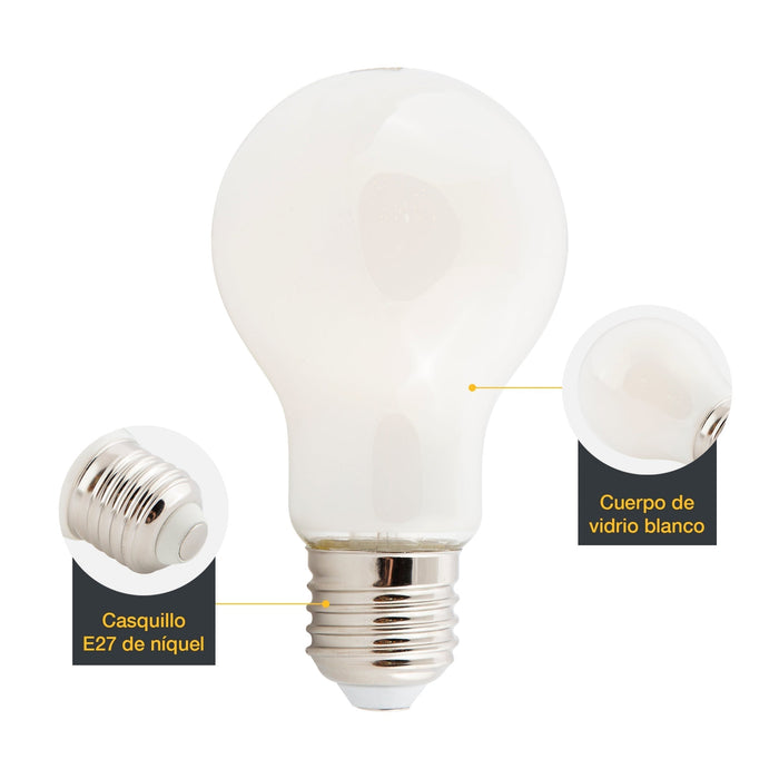 Foco LED Tipo A60 LED Integrado Dimeable 7w Luz Cálida 3000k Socket E27