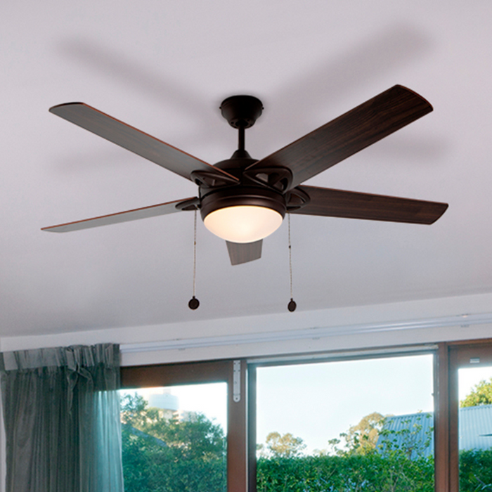 Ventilador De Techo 52" 5 Aspas 1L E27 Con Control De Cadena.