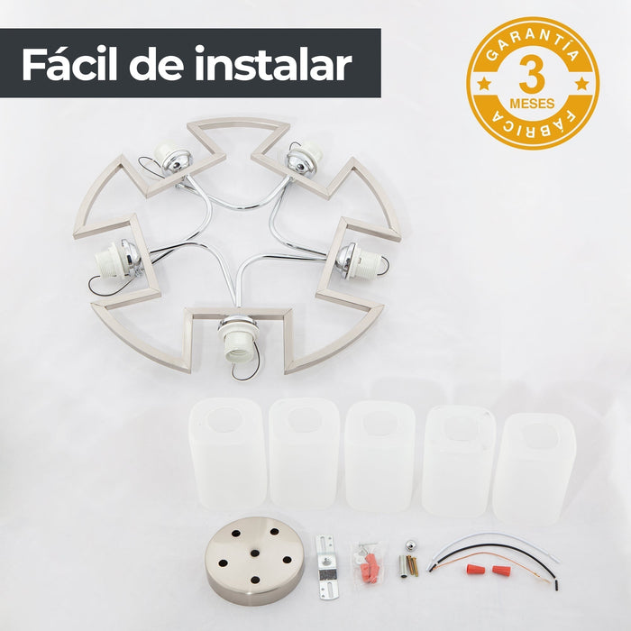 Lámpara de Techo Modern Luxe Negro E27 40w 5 Luces