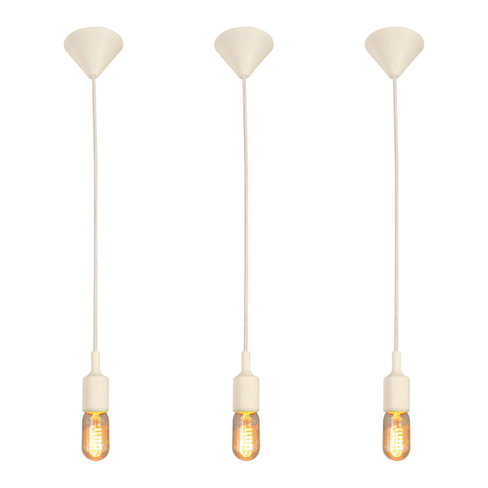 Kit 3 Lámpara Colgante Combo Foco Incluido Blanca E27 1 Luz