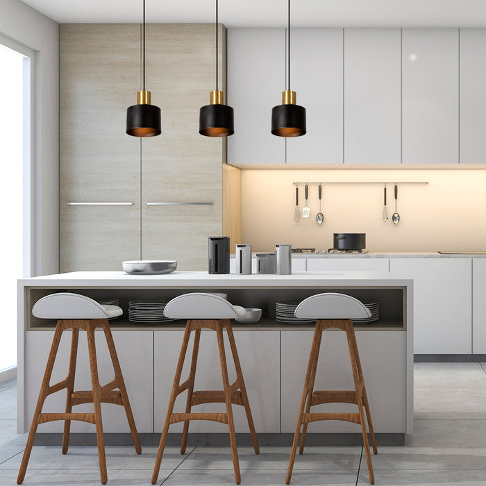 Lámpara Colgante  Vintage Negro Oro Satinado E27 60W 1 Luz