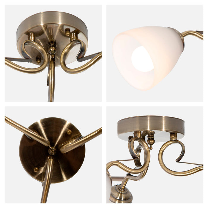 Lámpara de Techo Clásica Bronce E27 40W 3 Luces