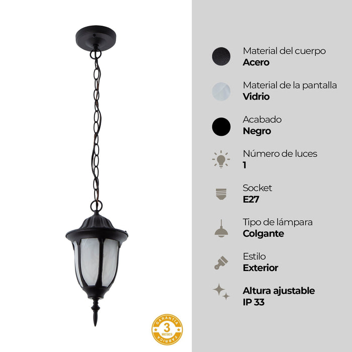 Farol Colgante Negro 8w E27 1 Luz
