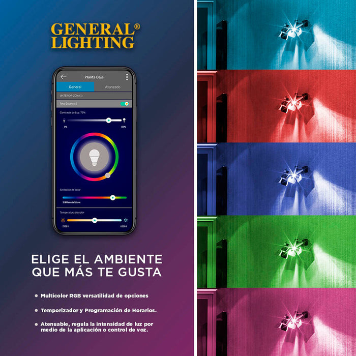 Foco Led Inteligente Wifi RGB Multicolor 5W GU10 set de 2 Piezas marca General Lighting