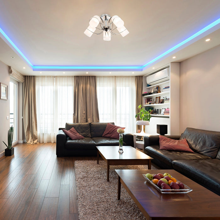 Lámpara Techo Cromo Vidrio Claro Modern Luxe E27 40W 5 Luces