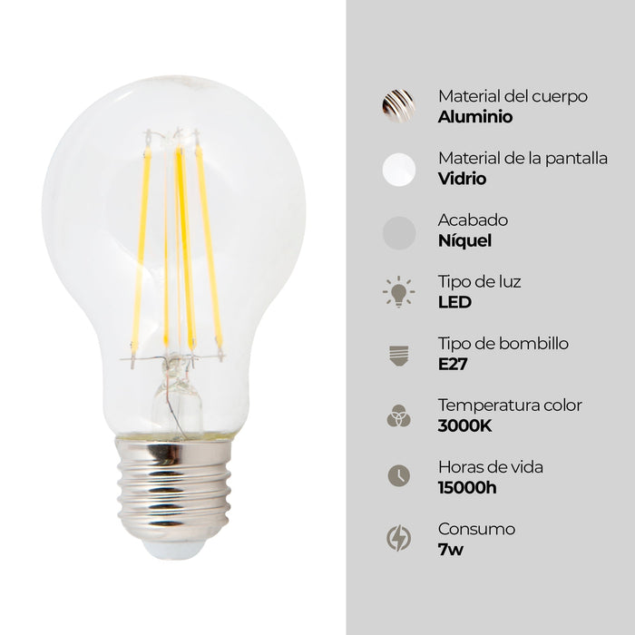 Foco Filamento LED Luz Amarilla Vintage  3000K 7W A60 4 set