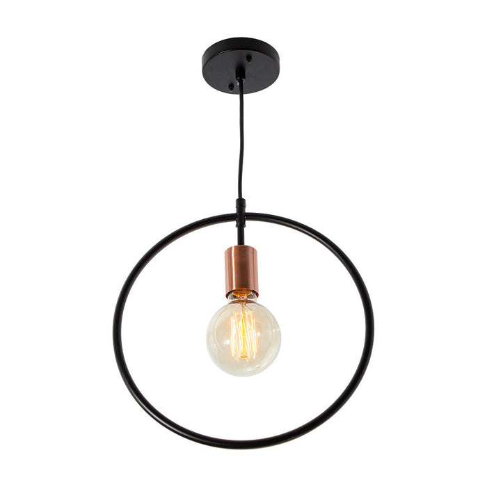 Lámpara de Techo Moderna Negro y Cobre Antiguo 40W E27 1 Luz