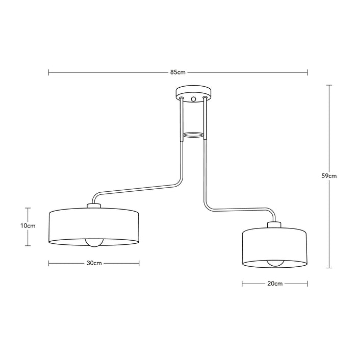 Lámpara de Techo Dark Decor Negro E27 40w 2 Luces