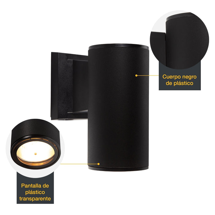 Lámpara para exterior negro 1L E27 10W Detroit