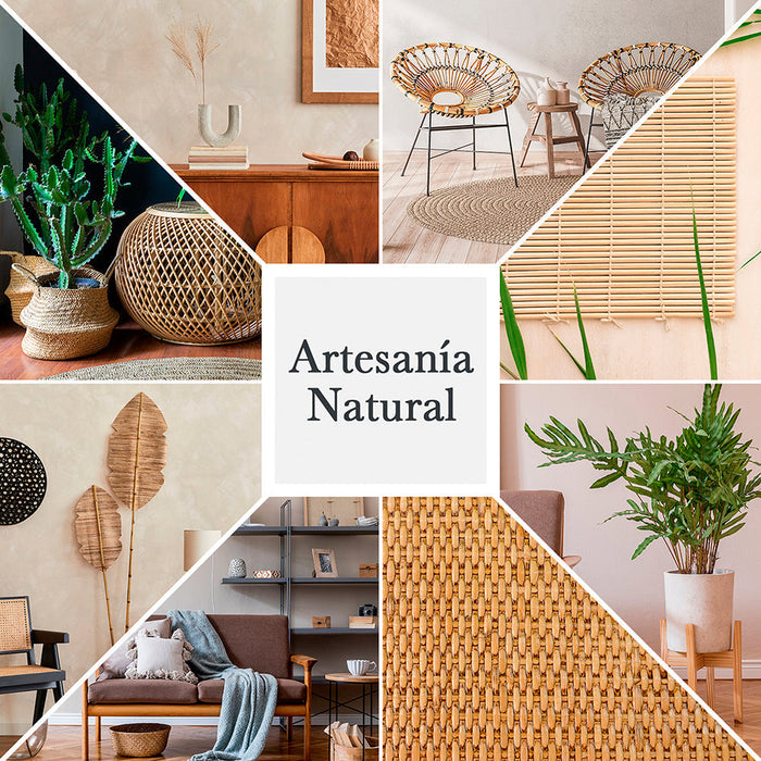 Lámpara Colgante Artesania Natural Ratán Café 10w E27 1 Luz