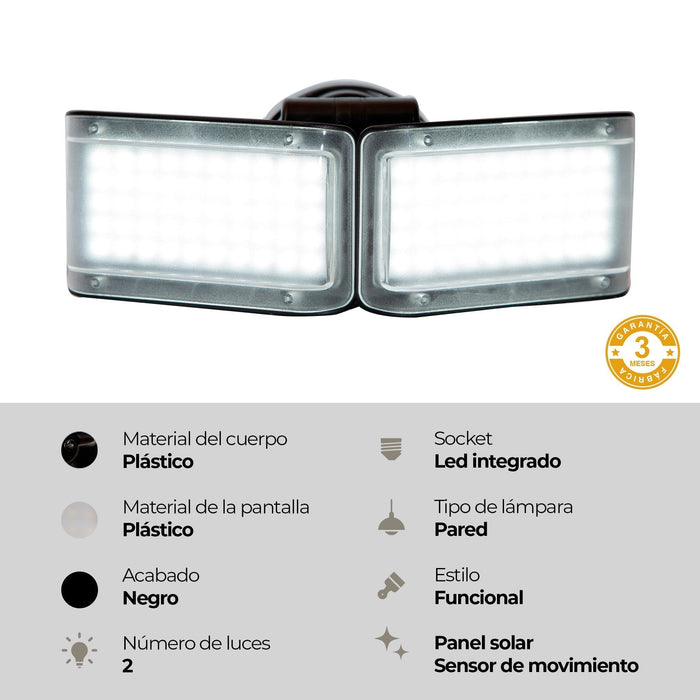 Lámpara LED Solar 6000K 5W Sensor de Movimiento IP54 Exterior