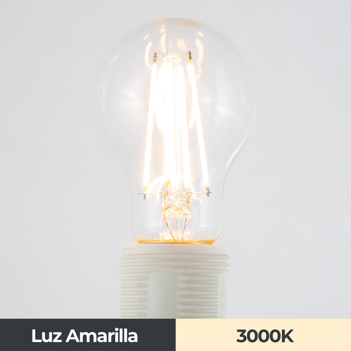 Foco Filamento LED Luz Amarilla Vintage  3000K 7W A60 4 set