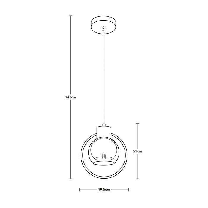 Lámpara Colgante Modern Luxe Negro E27 40w 1 Luz