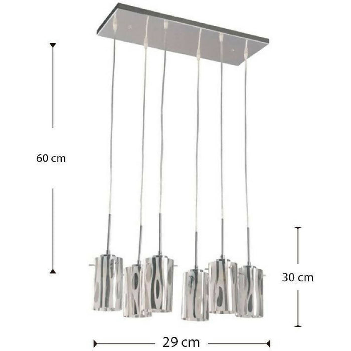 LAMP. TECHO CROMO 6L E27 60W